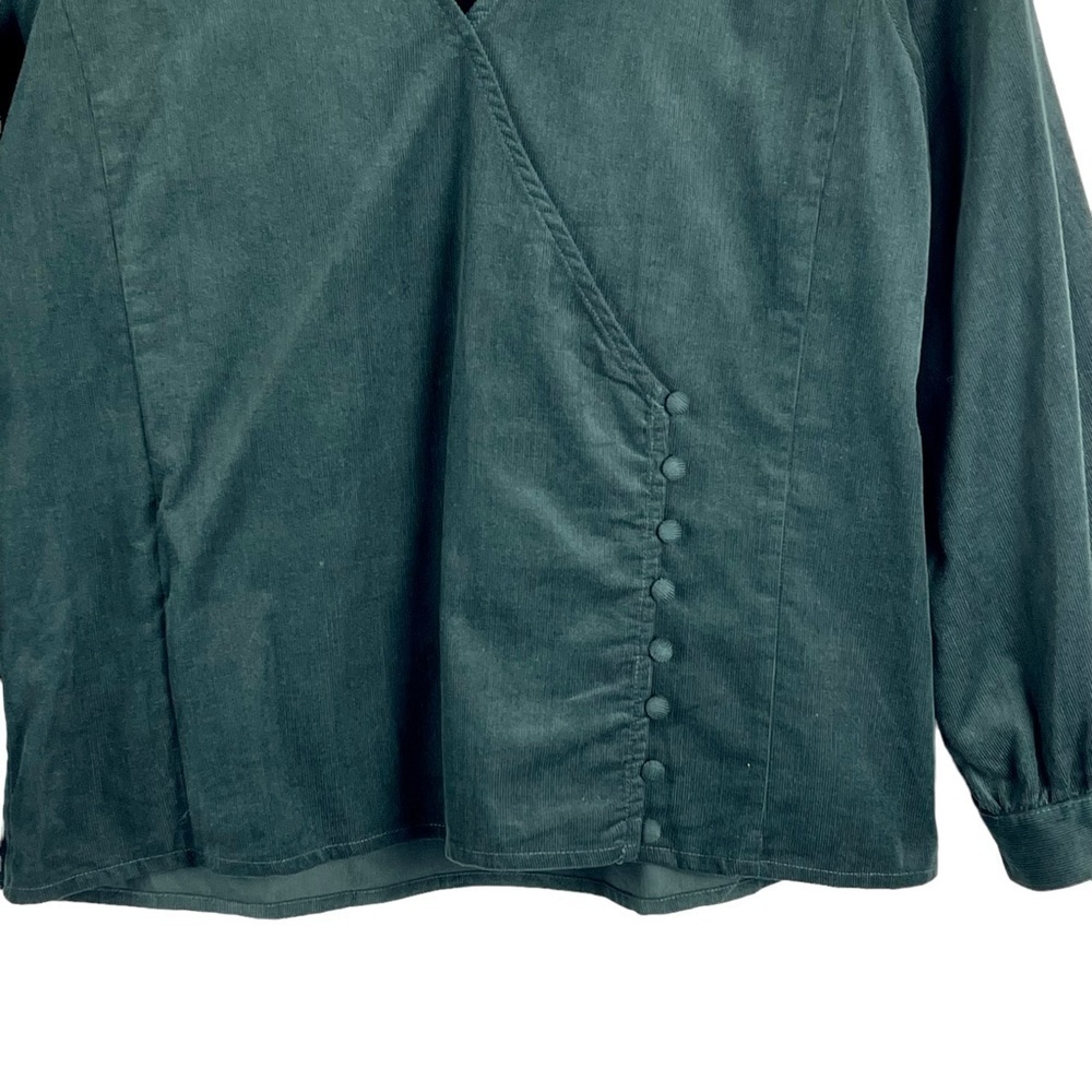 Madewell Forest Green V-Neck Blouse - Picture 7 of 14